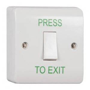CQR AEB1NR Surface Mounted Plastic Exit Switch - Legend "Press To Exit" - White (LEAD TIME: 2-3 DAYS)