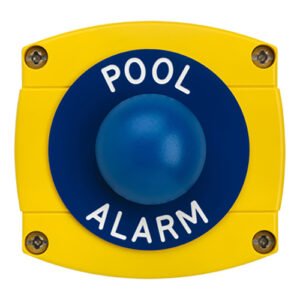 CQR AEB47 IP66 Yellow/Blue Surface Box With Momentary Blue Dome - Legend "Pool Alarm" (LEAD TIME: 2-3 DAYS)
