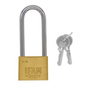 Ifam E Series 50mm Extra Long Shackle Brass Padlock