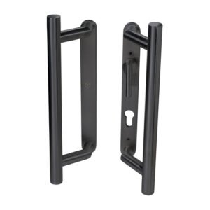 Coastal Group KM950B BLU Patio Sliding Door Handles Back To Back Blank Plate & Euro Cut-Out with Lever (LEAD TIME: 2-3 DAYS)