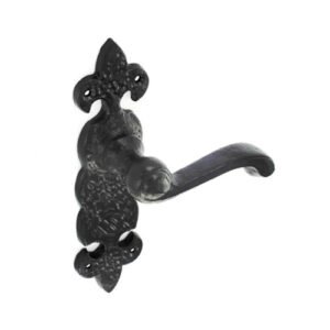 TSS Antique Black Scroll Lever On Plate Furniture