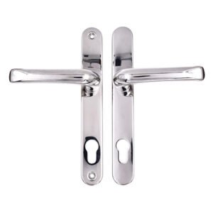 TSS Grade 304 Stainless Steel Lever Lever UPVC Multipoint Door Handles - 92mm PZ Sprung 210mm Screw Centres