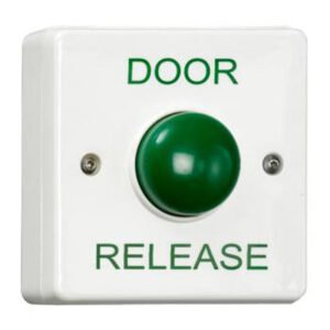 CQR AEB17/DR Surface Mounted Plastic Green Dome Button - Legend "Door Release" (LEAD TIME: 2-3 DAYS)